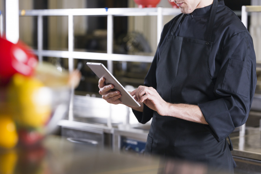 Chef with tablet